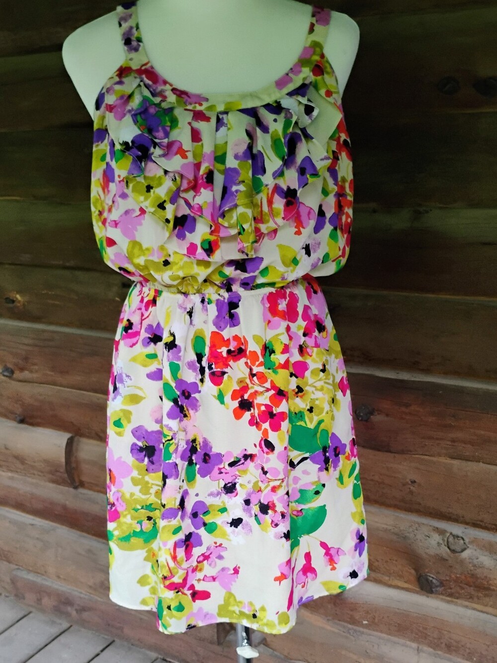 Express Watercolor Floral Belted Dress Medium Spring Summer Wedding